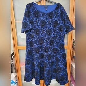 Lands' End Royal Blue and Black Dress